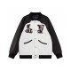 Black and white patchwork embroidered baseball jacket Black and white patchwork embroidered baseball jacket