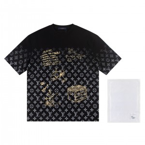 Full print splicing patch embroidery t-shirt