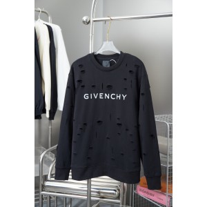 1021 New ripped style heavy crew neck hoodie