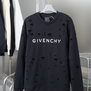 1021 New ripped style heavy crew neck hoodie