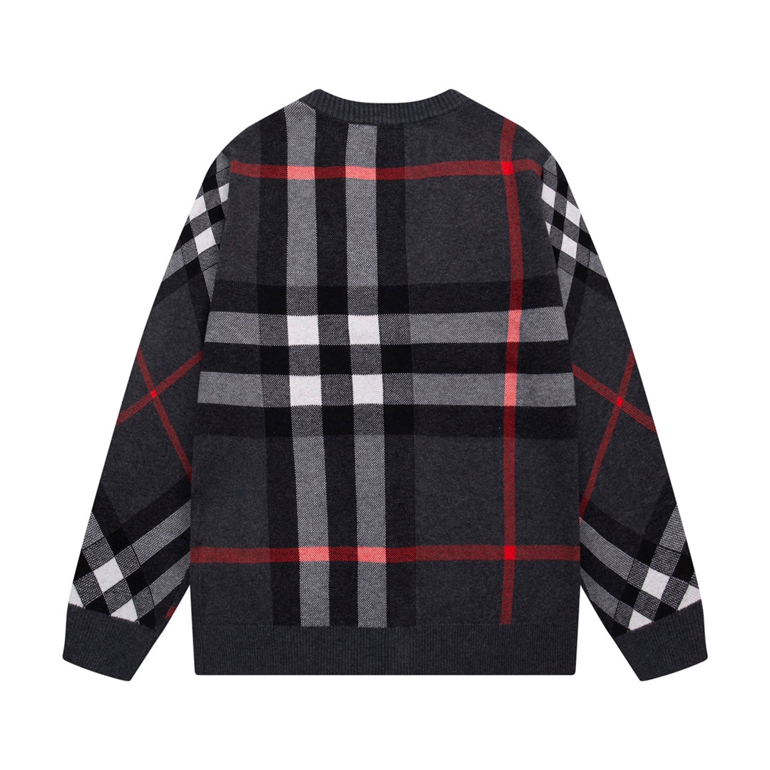 1014 Color-matching plaid sweater 1014 Color-matching plaid sweater