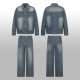 1014 High quality jacquard heavy wash denim 1014 High quality jacquard heavy wash denim