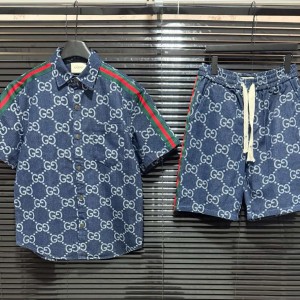 Classic printed denim suit