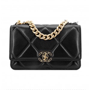 0528 Wallet on Chain WOC black Lambskin