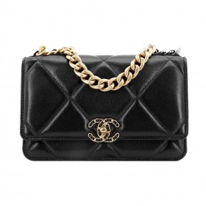 0528 Wallet on Chain WOC black Lambskin