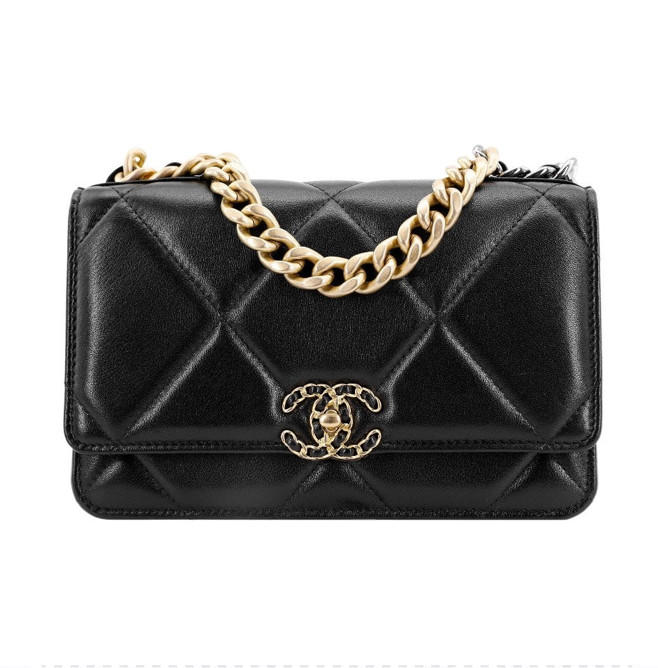 0528 Wallet on Chain WOC black Lambskin 0528 Wallet on Chain WOC black Lambskin