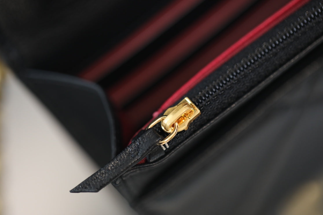 0528 Wallet on Chain WOC black Lambskin 0528 Wallet on Chain WOC black Lambskin