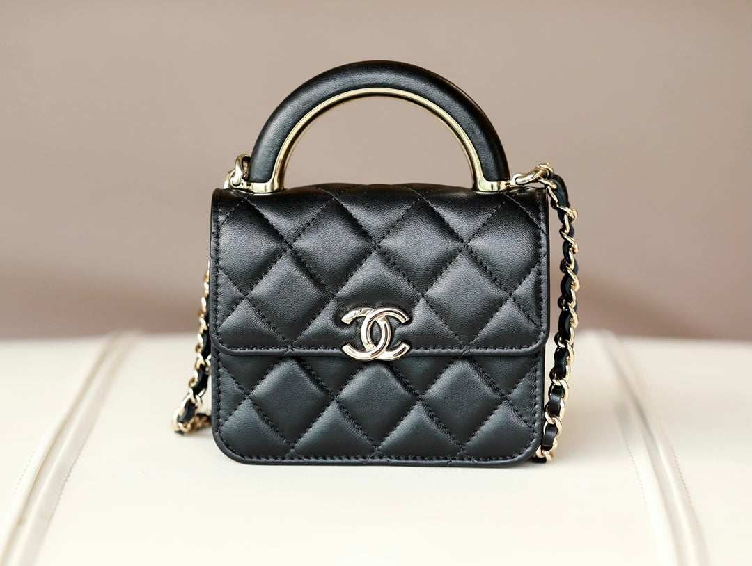 0528 Black handle small card holder mini handle chain bag 0528 Black handle small card holder mini handle chain bag