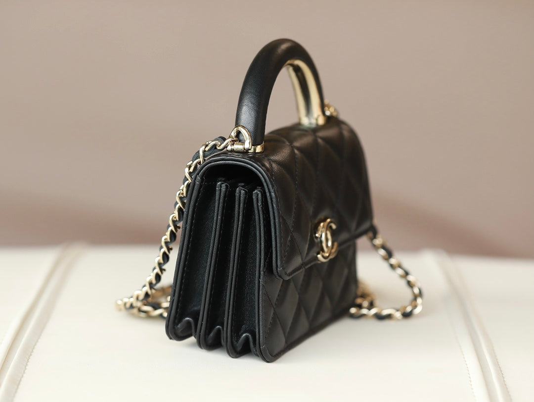 0528 Black handle small card holder mini handle chain bag 0528 Black handle small card holder mini handle chain bag