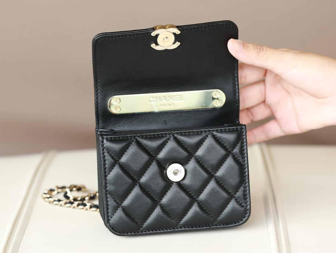 0528 Black handle small card holder mini handle chain bag 0528 Black handle small card holder mini handle chain bag