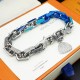 0528 Blue and silver patchwork pumpkin bracelet 0528 Blue and silver patchwork pumpkin bracelet