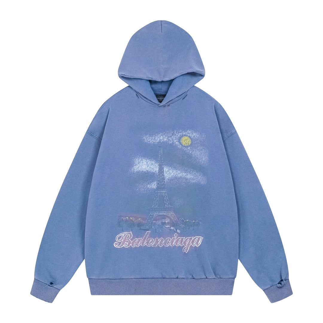 1021 New tower direct spray white ink gradient color printing washed and ground to make old hoodie 1021 New tower direct spray white ink gradient color printing washed and ground to make old hoodie