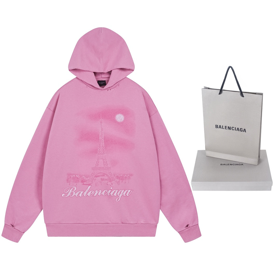 1021 New tower direct spray white ink gradient color printing washed and ground to make old hoodie 1021 New tower direct spray white ink gradient color printing washed and ground to make old hoodie