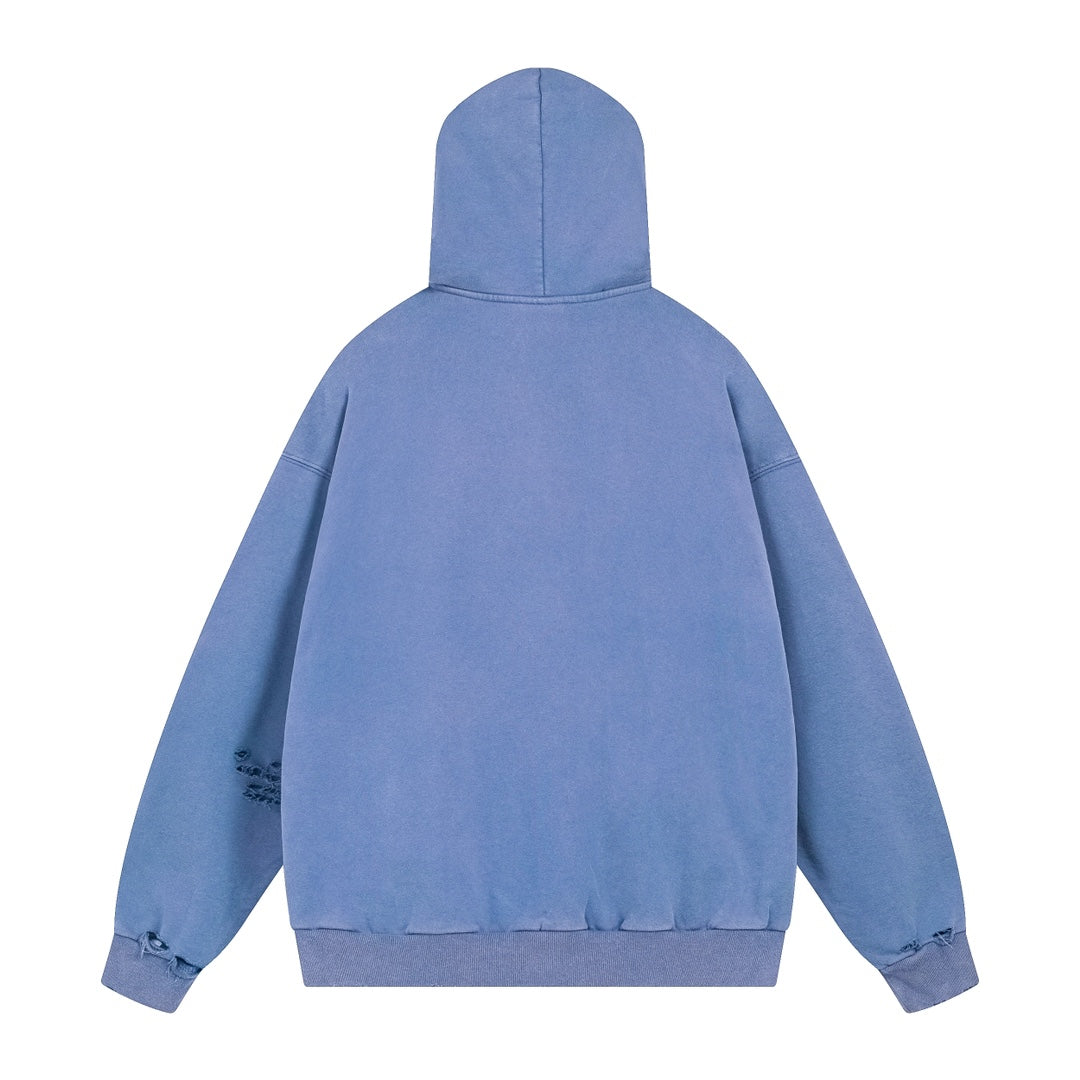 1021 New tower direct spray white ink gradient color printing washed and ground to make old hoodie 1021 New tower direct spray white ink gradient color printing washed and ground to make old hoodie
