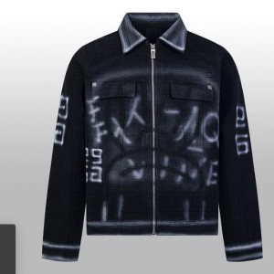 1014 High quality picture shot graffiti dark denim jacket