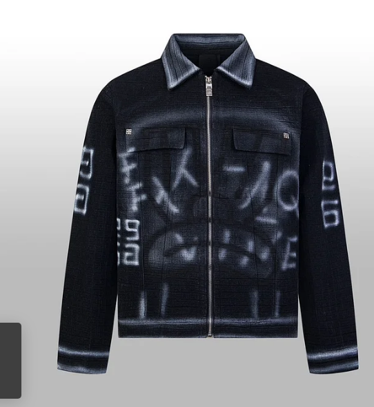 1014 High quality picture shot graffiti dark denim jacket 1014 High quality picture shot graffiti dark denim jacket