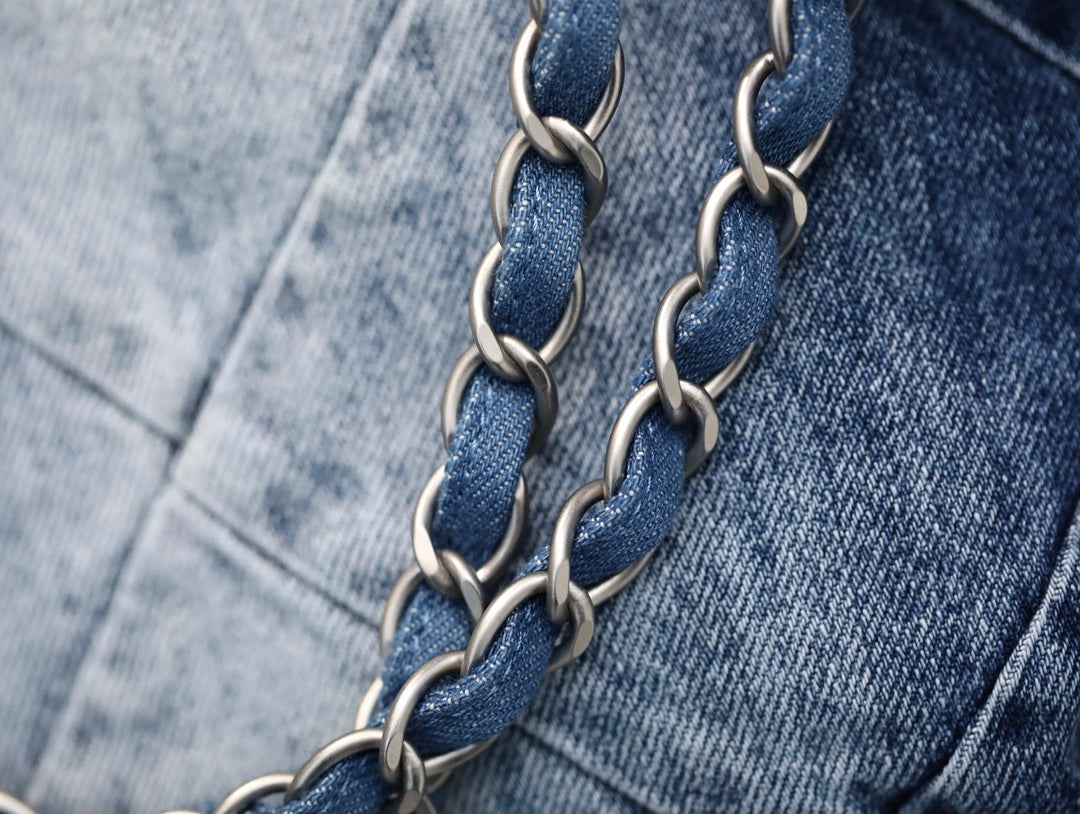 0528 Handbag Washed Denim & Silver-Tone Metal Light 0528 Handbag Washed Denim & Silver-Tone Metal Light