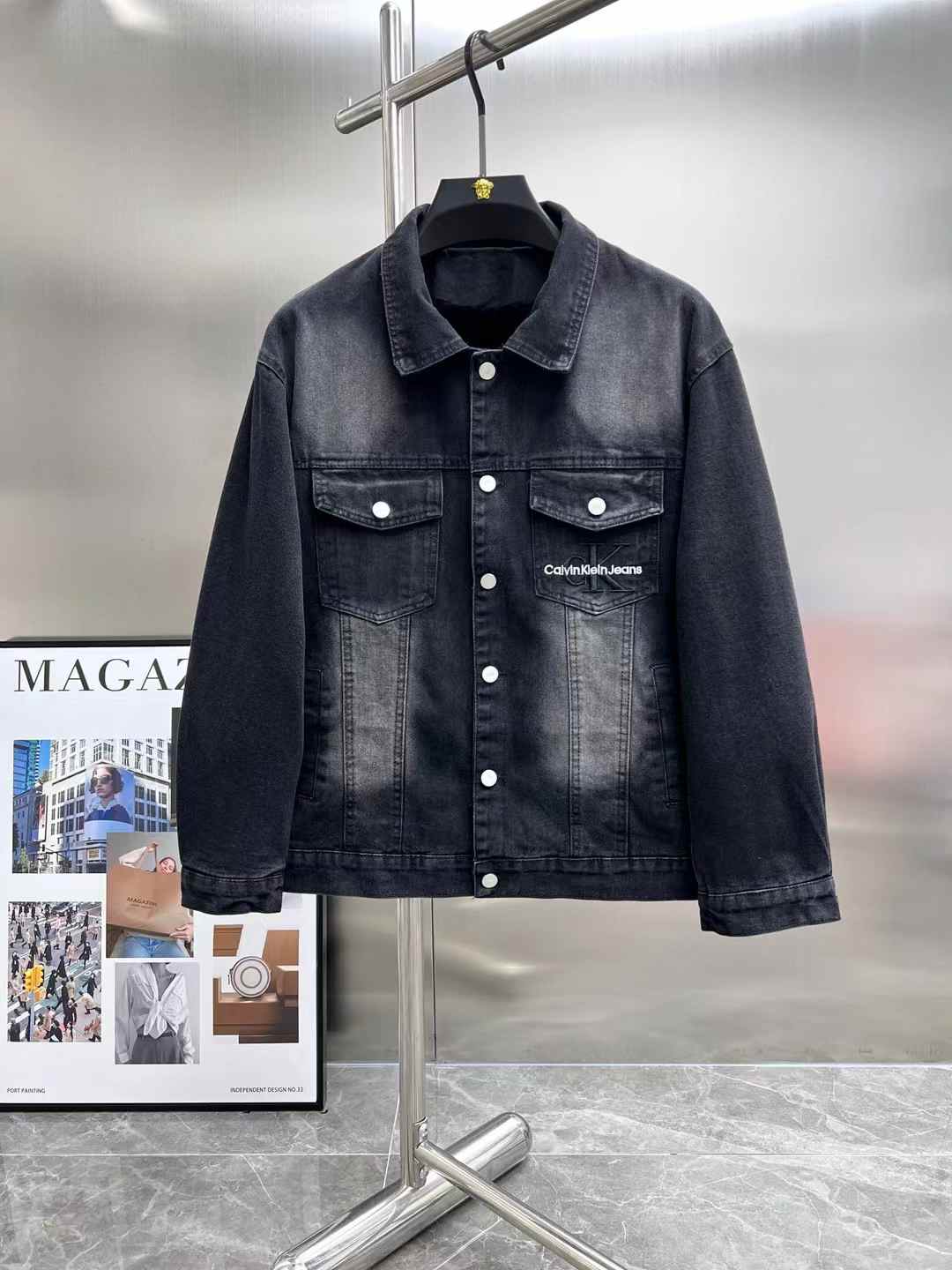Heavy process limited edition runway fleece denim jacket Heavy process limited edition runway fleece denim jacket
