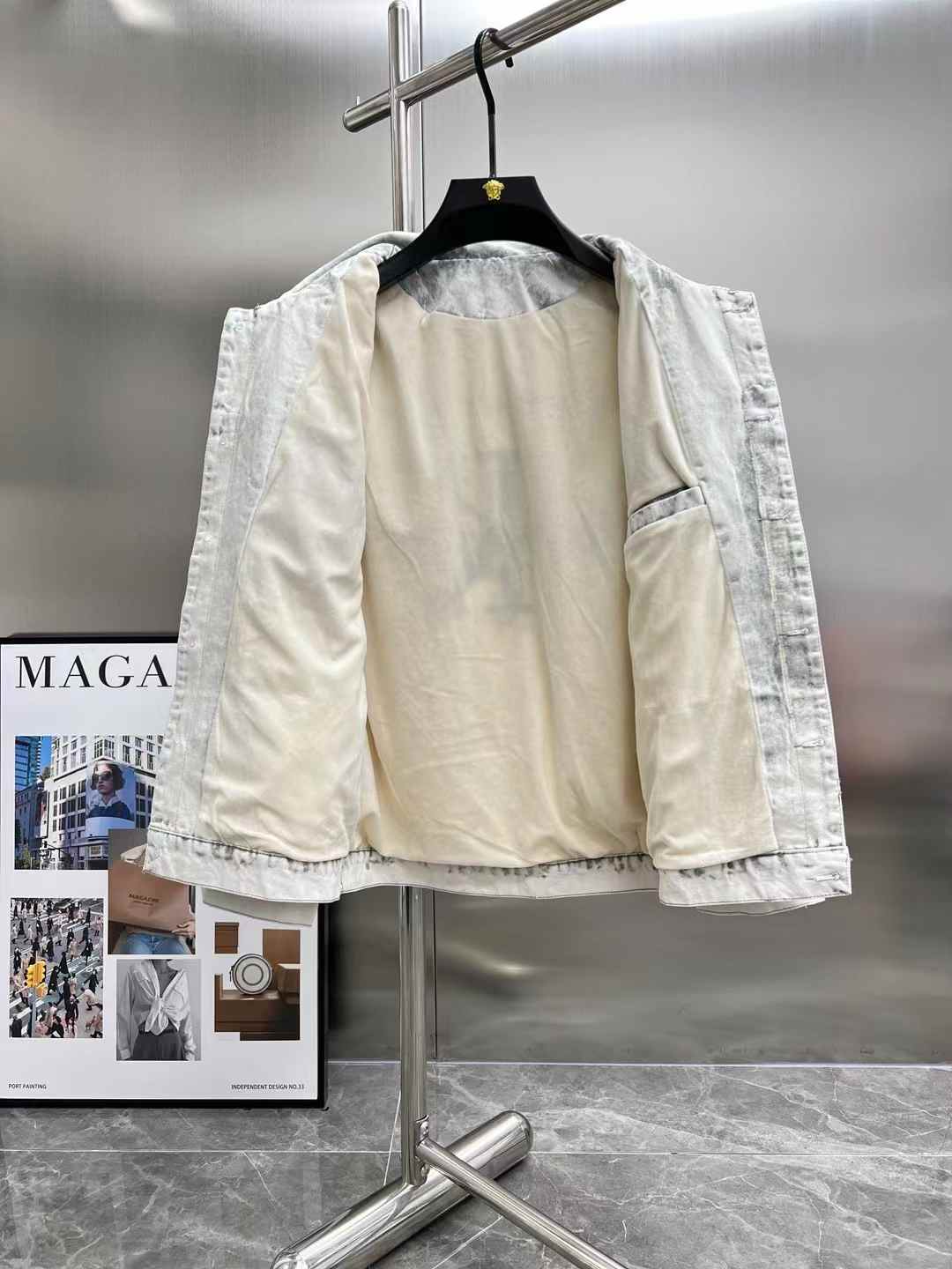 Heavy process limited edition runway fleece denim jacket Heavy process limited edition runway fleece denim jacket
