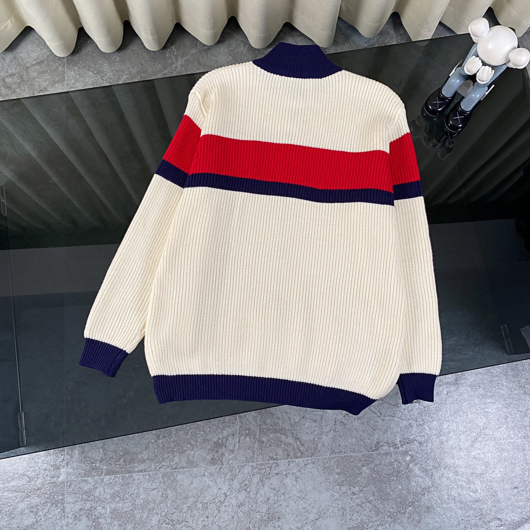 Color-matching zipper knit sweater jacket Color-matching zipper knit sweater jacket