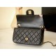 0528 Mini Flap Bag Grained Calfskin & Gold-Tone Metal Black 0528 Mini Flap Bag Grained Calfskin & Gold-Tone Metal Black