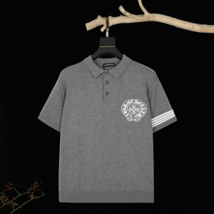 High-end knit lapel short sleeve shirt