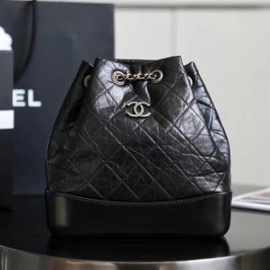 0528 Backpack Distressed Calfskin and Gold Metallic Black