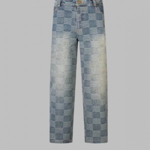 1014 High quality jacquard heavy wash denim pant