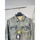 1105 New limited edition checkerboard patchwork washed blue denim jacket jeans set 1105 New limited edition checkerboard patchwork washed blue denim jacket jeans set