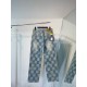 1105 New limited edition checkerboard patchwork washed blue denim jacket jeans set 1105 New limited edition checkerboard patchwork washed blue denim jacket jeans set