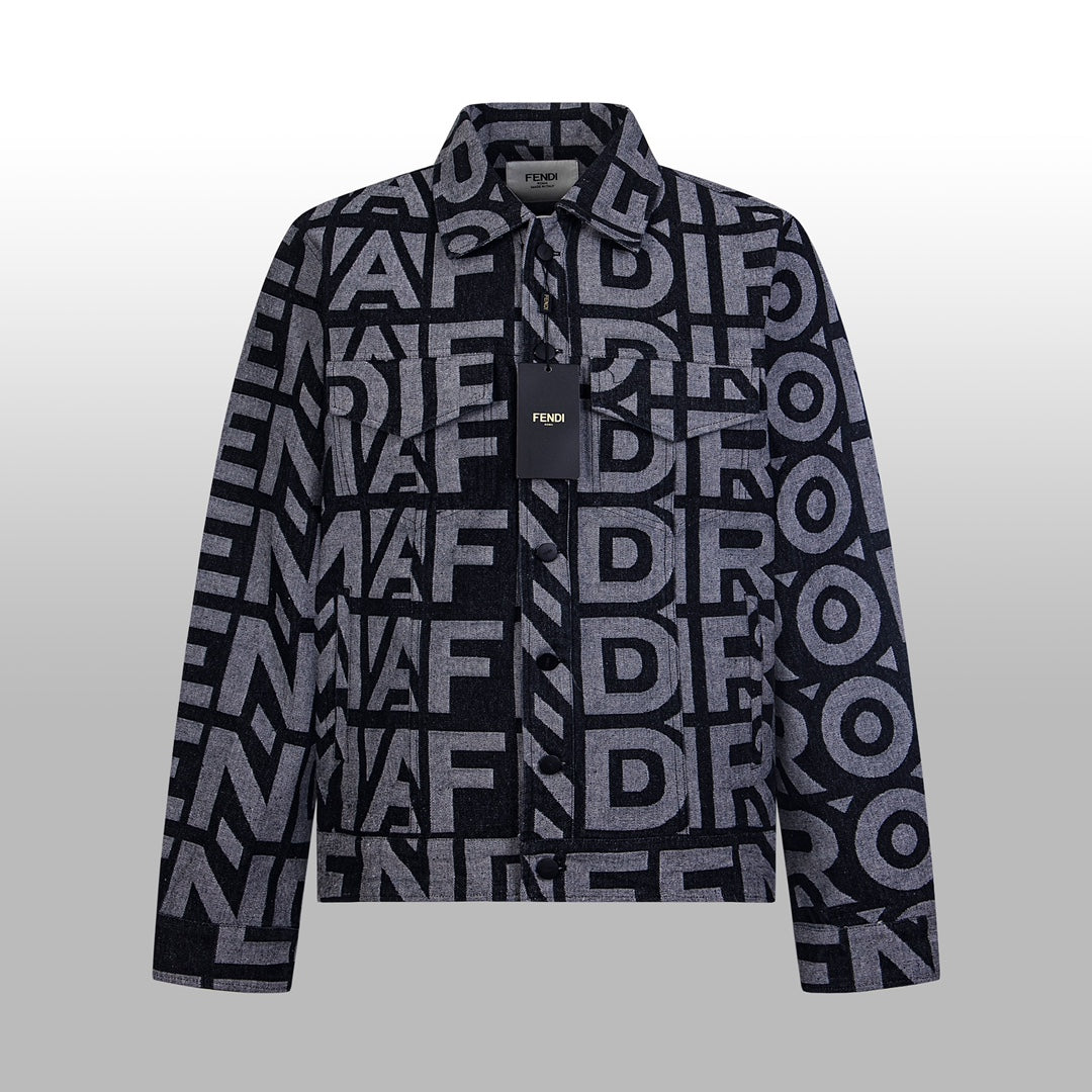 1014 High quality image full print two-tone denim jacket 1014 High quality image full print two-tone denim jacket