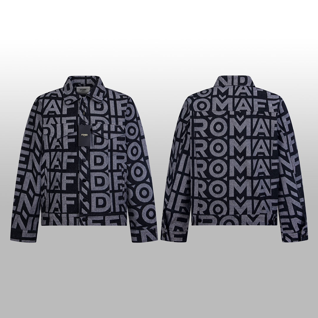 1014 High quality image full print two-tone denim jacket 1014 High quality image full print two-tone denim jacket