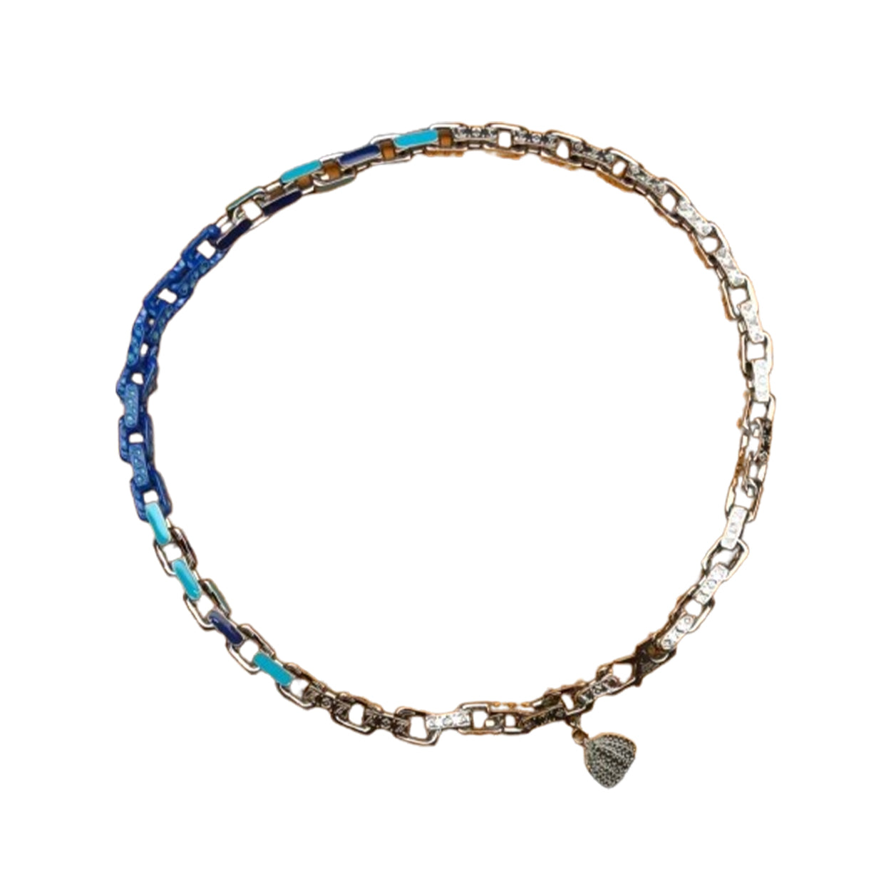 0528 Blue and silver patchwork pumpkin necklace 0528 Blue and silver patchwork pumpkin necklace