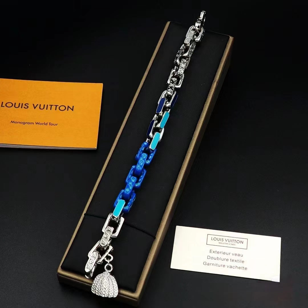 0528 Blue and silver patchwork pumpkin necklace 0528 Blue and silver patchwork pumpkin necklace