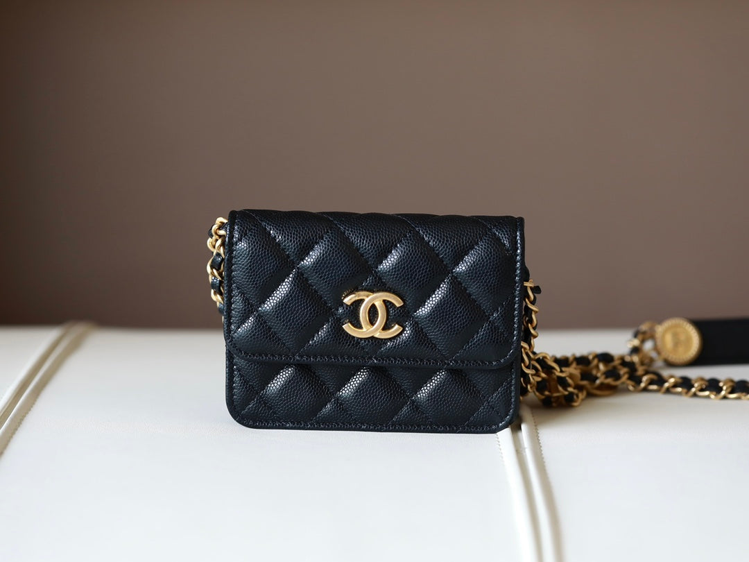 0528 Black Quilted Caviar Belt Bag Aged Gold Hardware 0528 Black Quilted Caviar Belt Bag Aged Gold Hardware