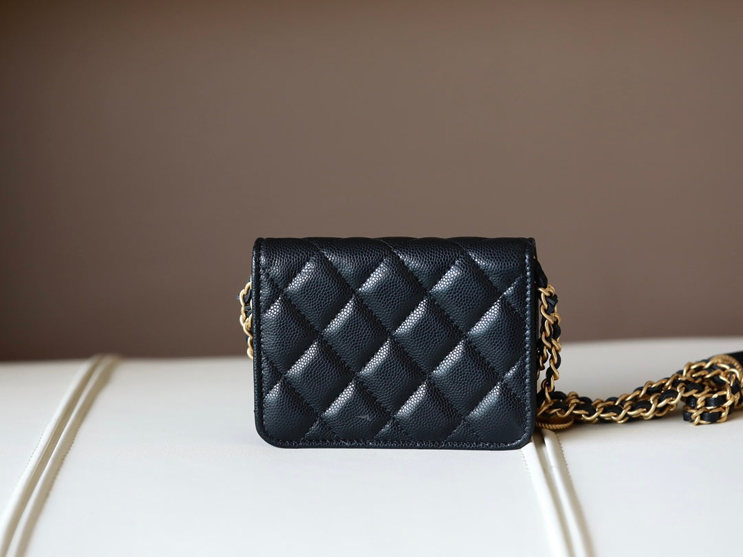 0528 Black Quilted Caviar Belt Bag Aged Gold Hardware 0528 Black Quilted Caviar Belt Bag Aged Gold Hardware