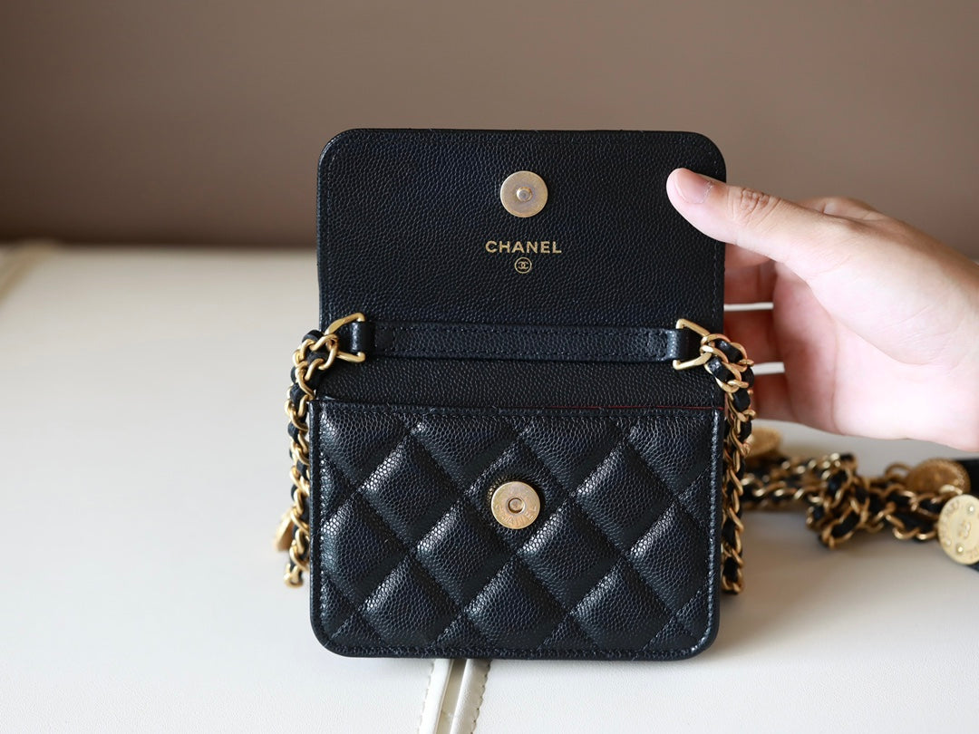 0528 Black Quilted Caviar Belt Bag Aged Gold Hardware 0528 Black Quilted Caviar Belt Bag Aged Gold Hardware