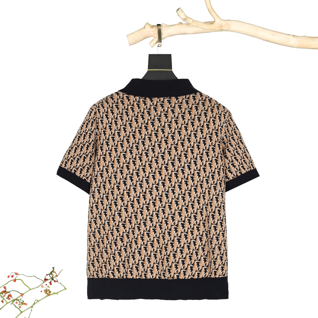 Classic jacquard knit lapel polo Classic jacquard knit lapel polo