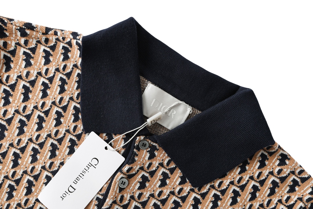 Classic jacquard knit lapel polo Classic jacquard knit lapel polo