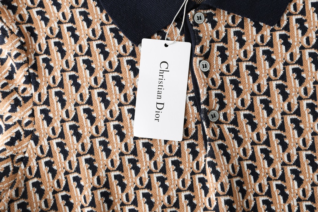 Classic jacquard knit lapel polo Classic jacquard knit lapel polo