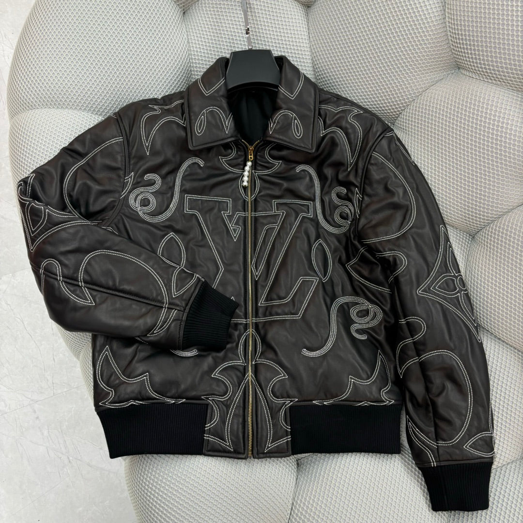1102 New embroidered leather bomber jacket 1102 New embroidered leather bomber jacket