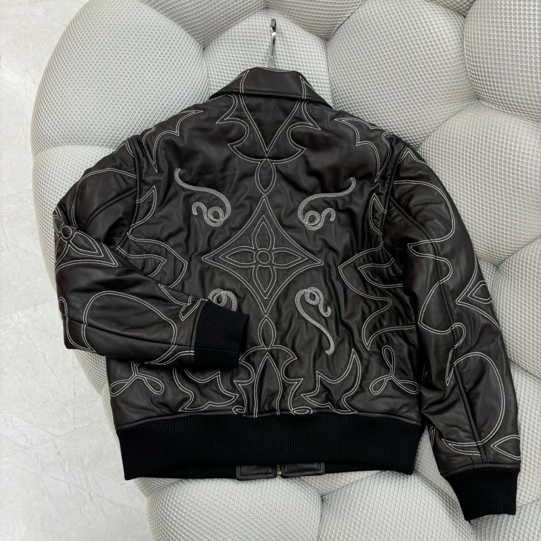 1102 New embroidered leather bomber jacket 1102 New embroidered leather bomber jacket