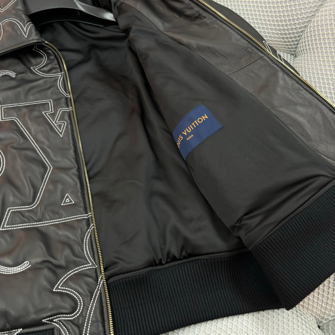 1102 New embroidered leather bomber jacket 1102 New embroidered leather bomber jacket