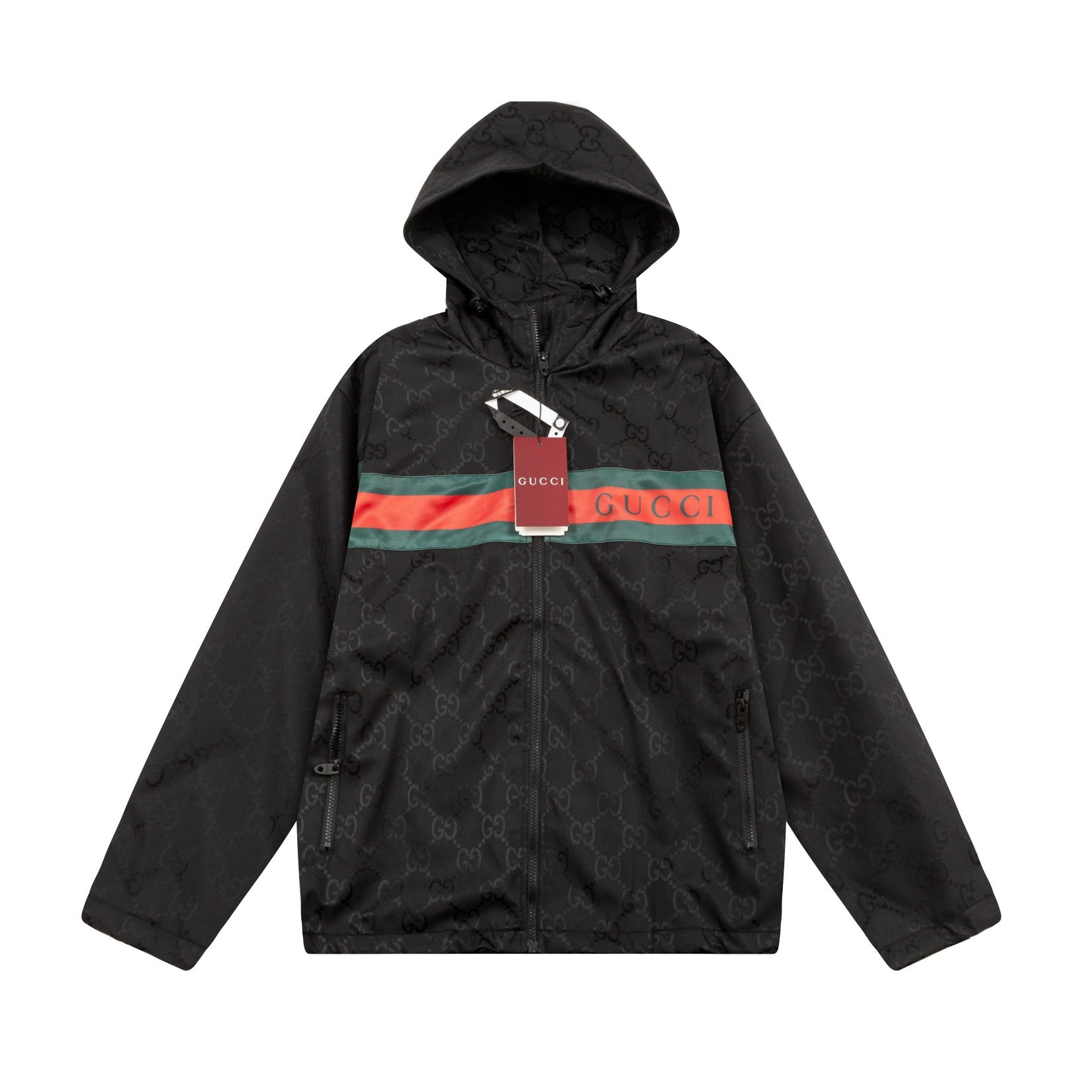 1021 New high quality red green ribbon trench coat hooded coat 1021 New high quality red green ribbon trench coat hooded coat