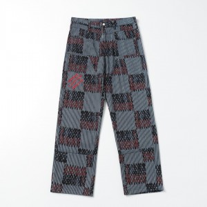Checked jacquard jeans