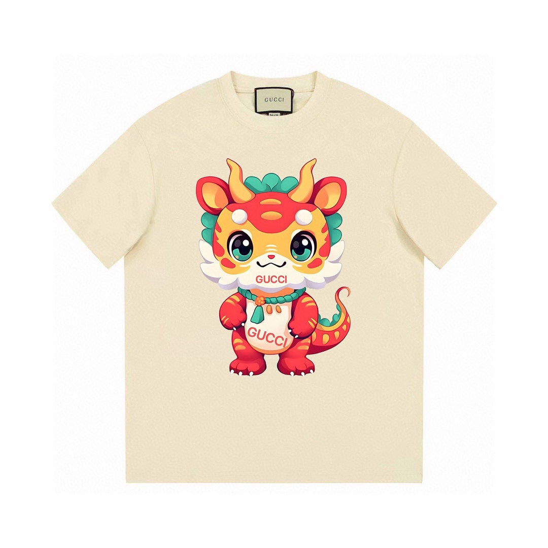Cartoon dragon head printed T-shirt Cartoon dragon head printed T-shirt