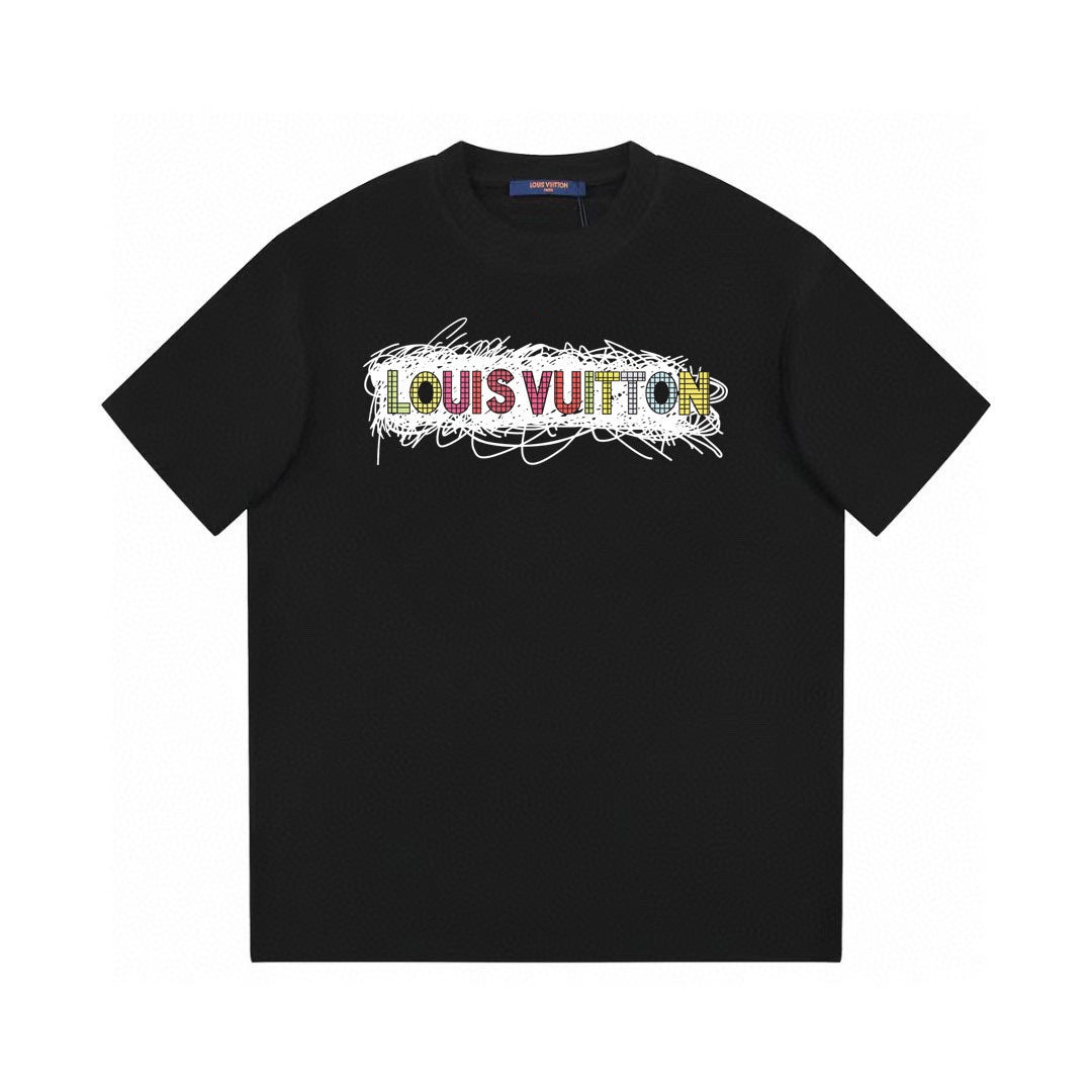 Black Trimmed Miscellaneous Printed T-Shirt Black Trimmed Miscellaneous Printed T-Shirt