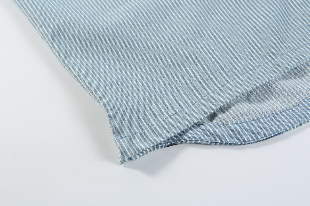 0717 New blue sky striped shirt jacket 0717 New blue sky striped shirt jacket