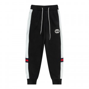 0906 New ribbon splicing logo sports and leisure leg pants