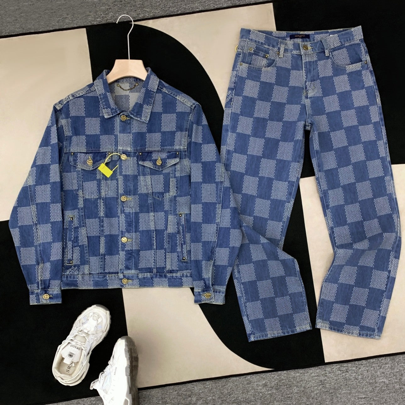 0717 Classic plaid style denim suit 0717 Classic plaid style denim suit